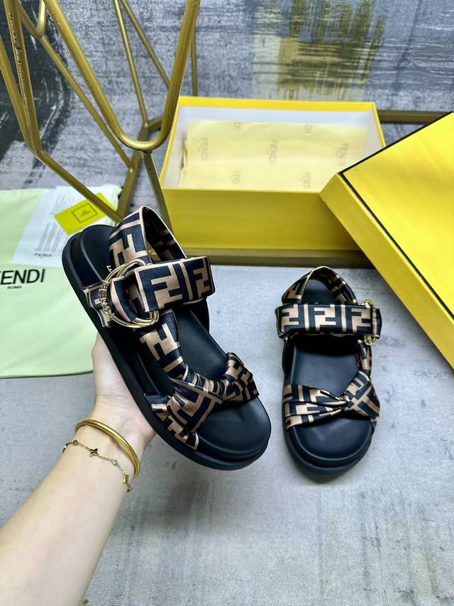 Factory Price Women's Shoes Sports Original Fendi Latest Padded Double Strap Fl