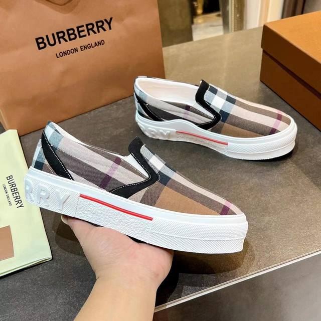 Upgraded loafers, available exclusively at Burberry, slip-on sneakers in vintage