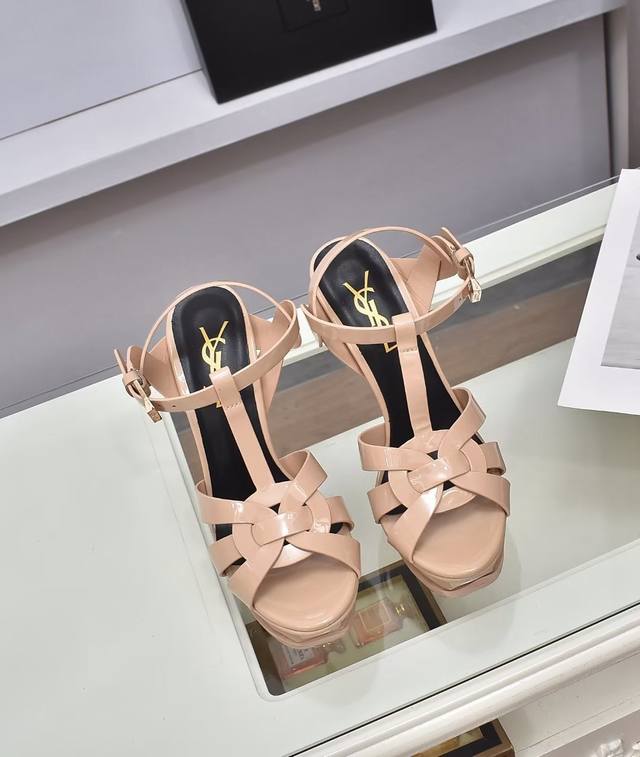 Saint Laurent sandals, 14cm heel height, factory P stock, sizes 35 to 41, paten