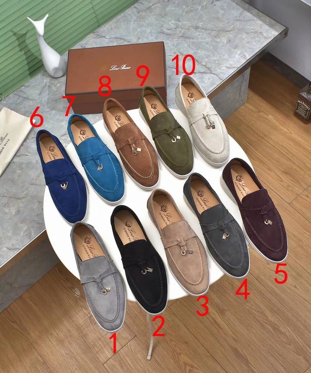 Lp Loyo Piana suede white-soled shoes, all-leather, cowhide lining, loafers, siz