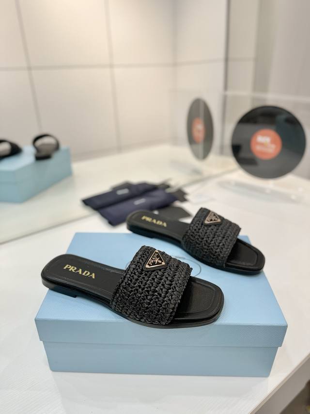 Factory Price Prada Woven Slippers New Spring/Summer: Modern lines and original