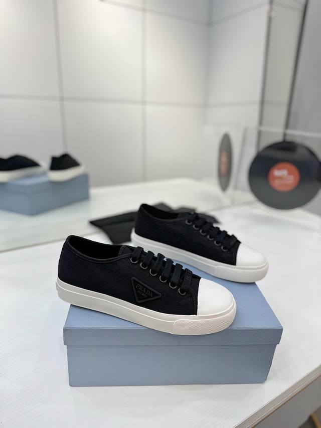 Factory Price Prada New White Canvas Sneakers This sneaker continues the timele