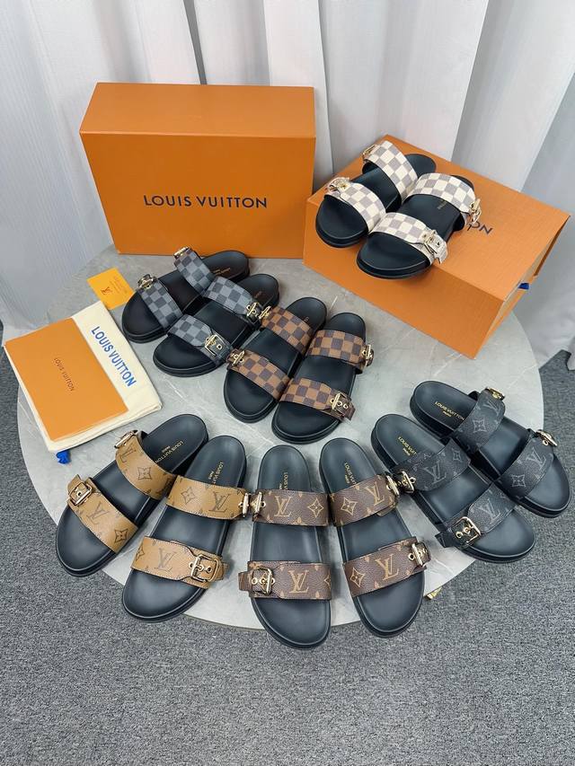 Lv new spring and summer slippers. Adjustable buckle belt design, full of beach