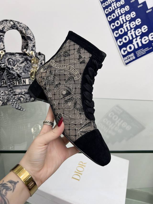 Factory Price: Heel Boots J'adior Embroidered Jacquard Mesh Boots Dior Dior's l