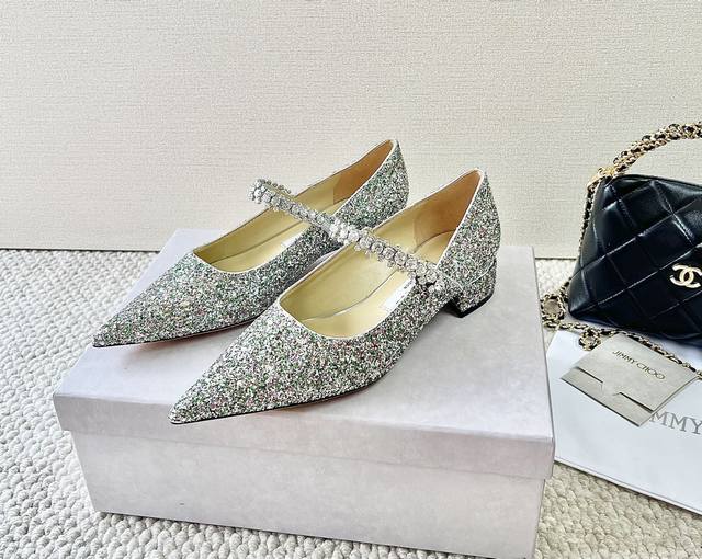 Purchase version Jimmy Choo Jimmy Choo JC new crystal diamond buckle pointed to