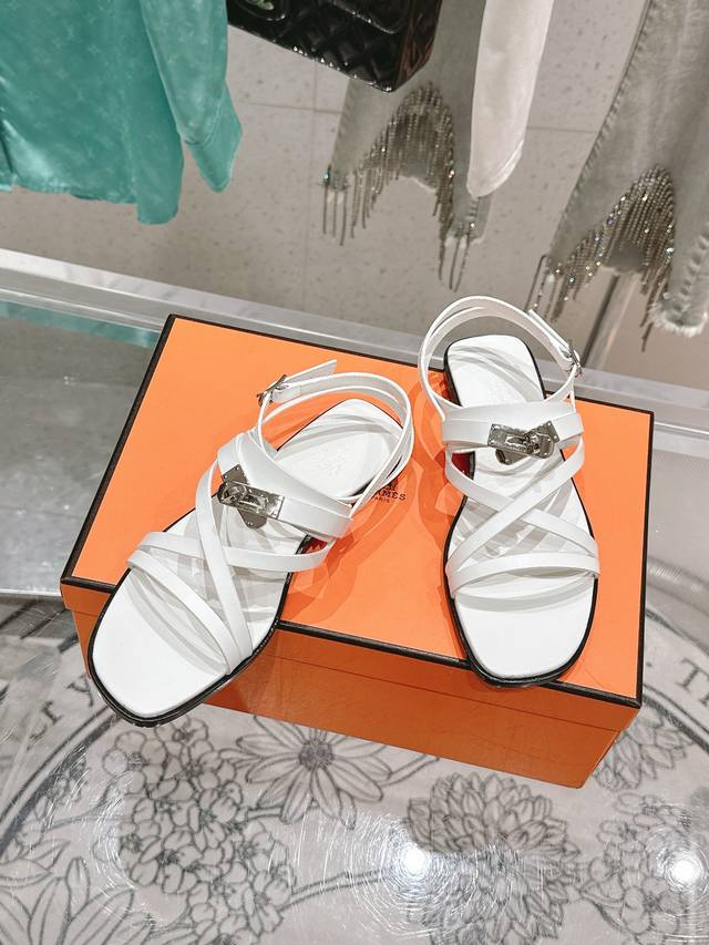 Premium June Sandal Collection H Kelly Buckle Thin Strap Roman Sandals DDD. Thes