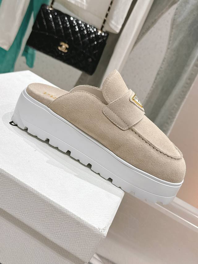 Top new style triangle logo Birkenstock half-covered slippers fabric high mercer