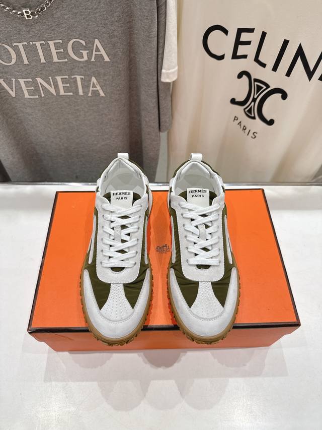 High version factory men's size +10 Hermes 2025Ss new Hermes In series lace-up