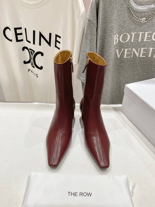 High version factory The Row 2025Ss autumn and winter hit small square toe shor