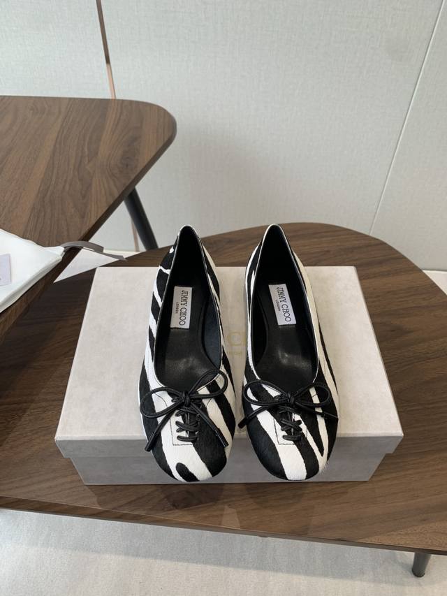Jimmy Choo Jc Jimmy Week 25Ss new simple bow tie Mary Jane flats Original last,