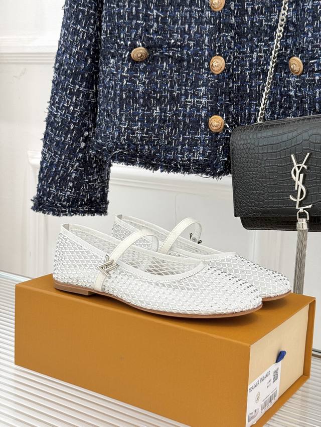 Factory Price: L*V Donkey Brand 25Ss Spring/Summer New Mesh Rhinestone Mary Jan