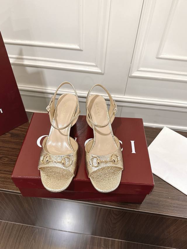 Gucci Horsebit Chunky Heel Peep-Toe Sandals. These slingback sandals are embelli