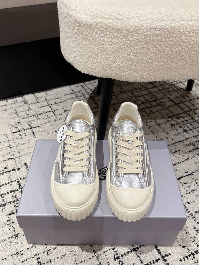 Male+10 #Couple's top version Hogan 25 latest H-Stripes lace-up thick-soled plat