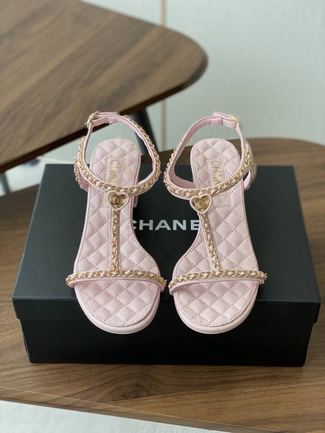 Chanel 25Ss Chain Block Heel Sandals (My personal style, genuine leather sole, s