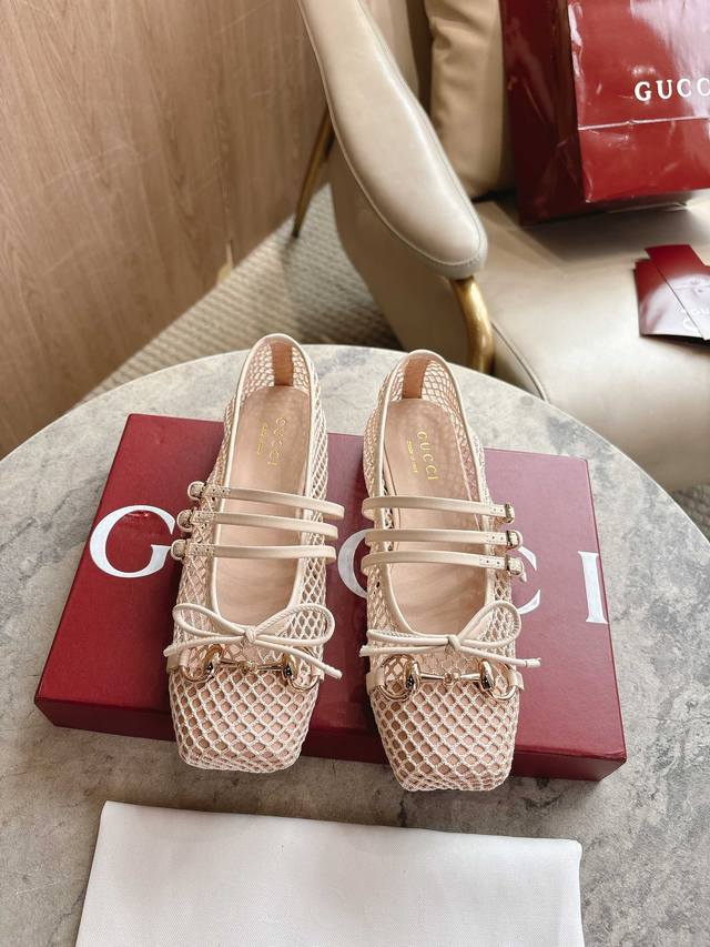 This iconic horsebit ballet flat features a square toe and elegant bow detail, p
