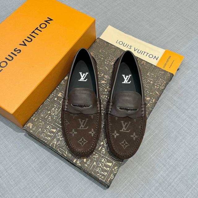 L Men's Gommino shoes, top-of-the-line, nubuck leather with black denim lining,