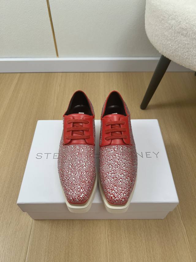 High-end diamond-faced Stella Mccartney original solid wood star platform shoes