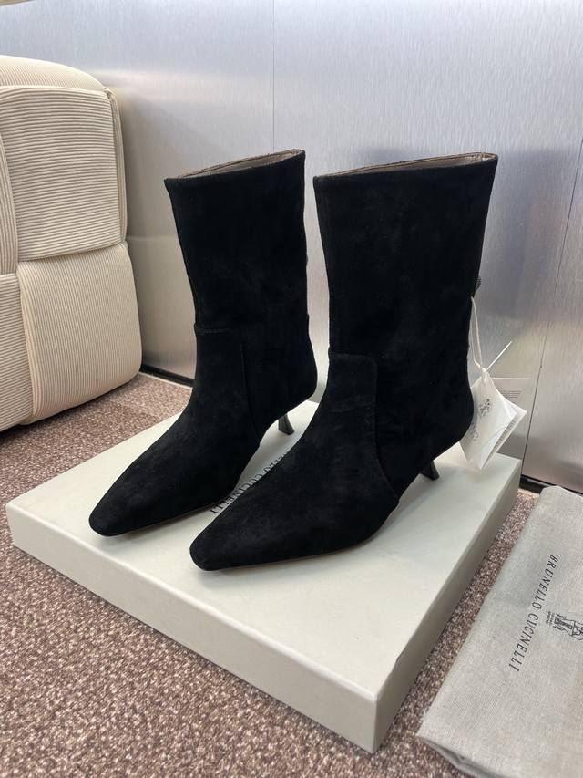 Brunello Cucineli 2025 Autumn/Winter New Women's Ankle Boots Bc Low-Heeled Point