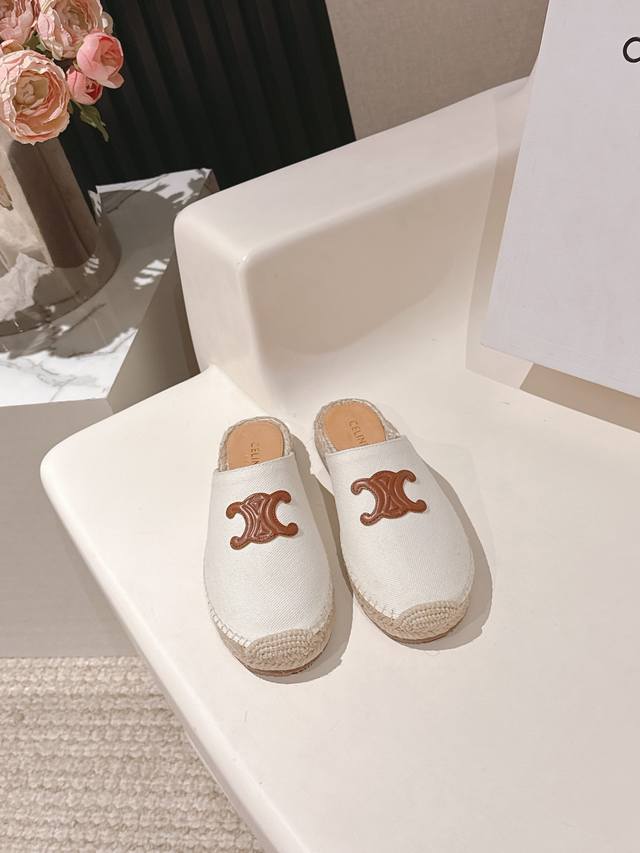 High version factory Celine*Celine 2025Ss new hemp rope fisherman shoes Birkens