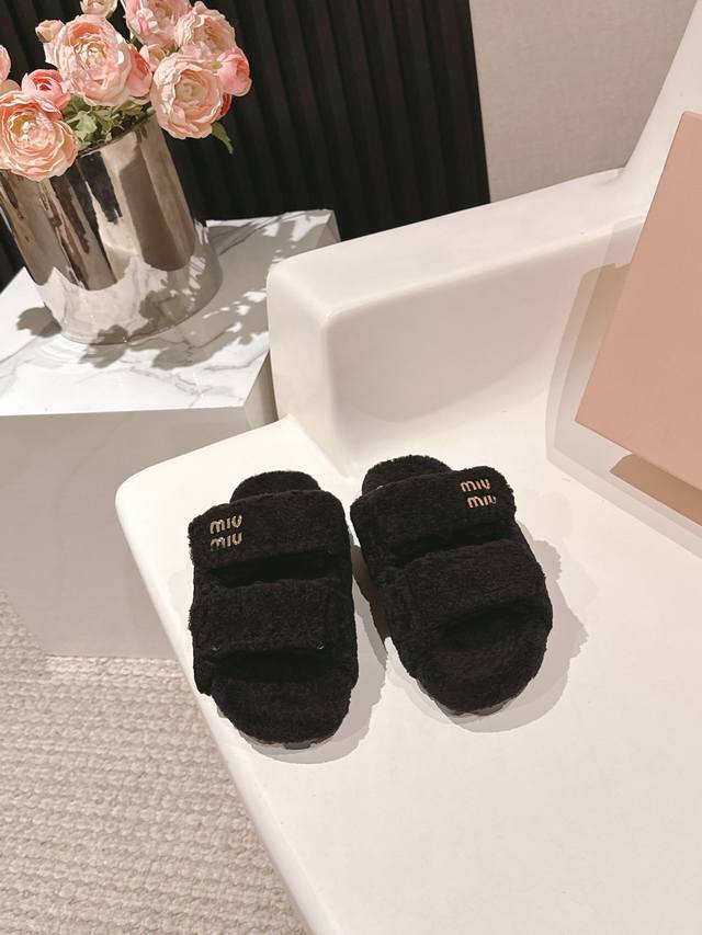 Factory: Exclusive top-tier version Miu Miu 2025Vs new wool slipper series A ve