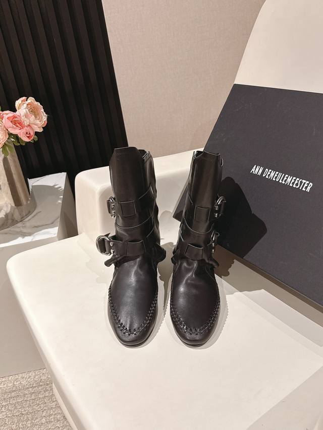 Ann Demeulemesster 2025 new short boots knight boots upper made of original impo