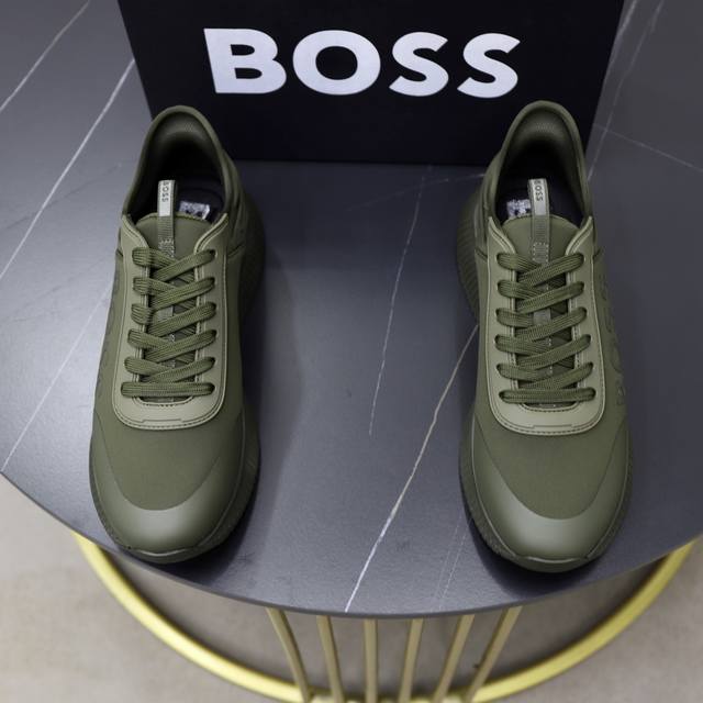 Boss men's casual sports shoes, original mold, upper made of Italian imported fl