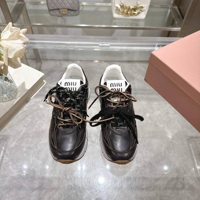 Factory P price P: mesh, leather Miumiu2025 Miu Miu summer dad shoes sneakers, r