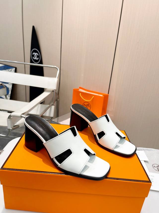 Hermes H slippers with genuine leather sole, top version, Hermes goddess classi