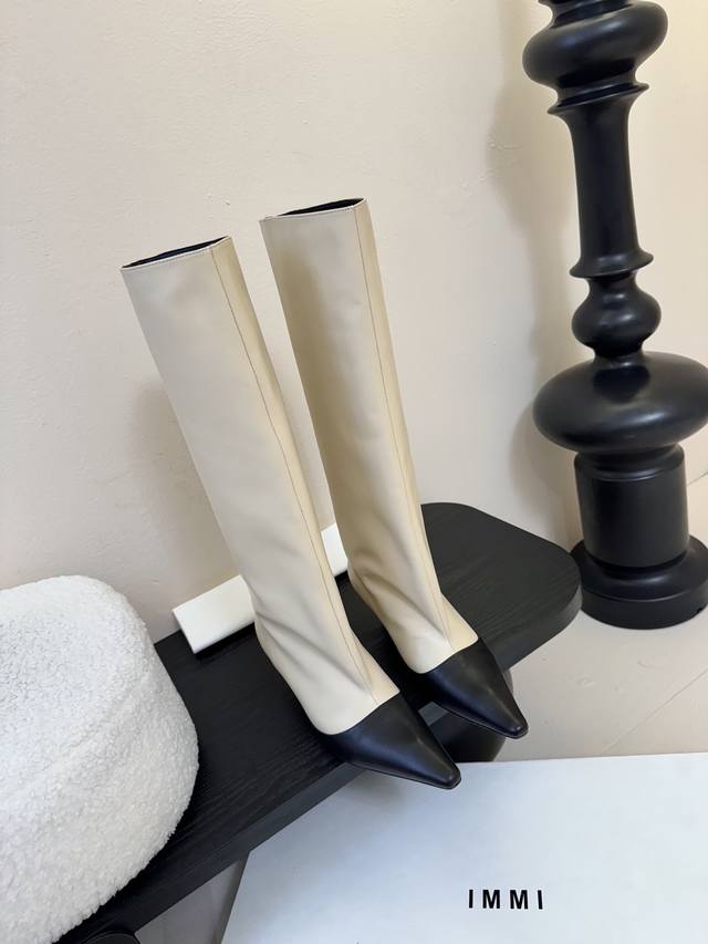 Immi's new beautiful colorblock kitten heel boots, niche trendy brand Immi contr