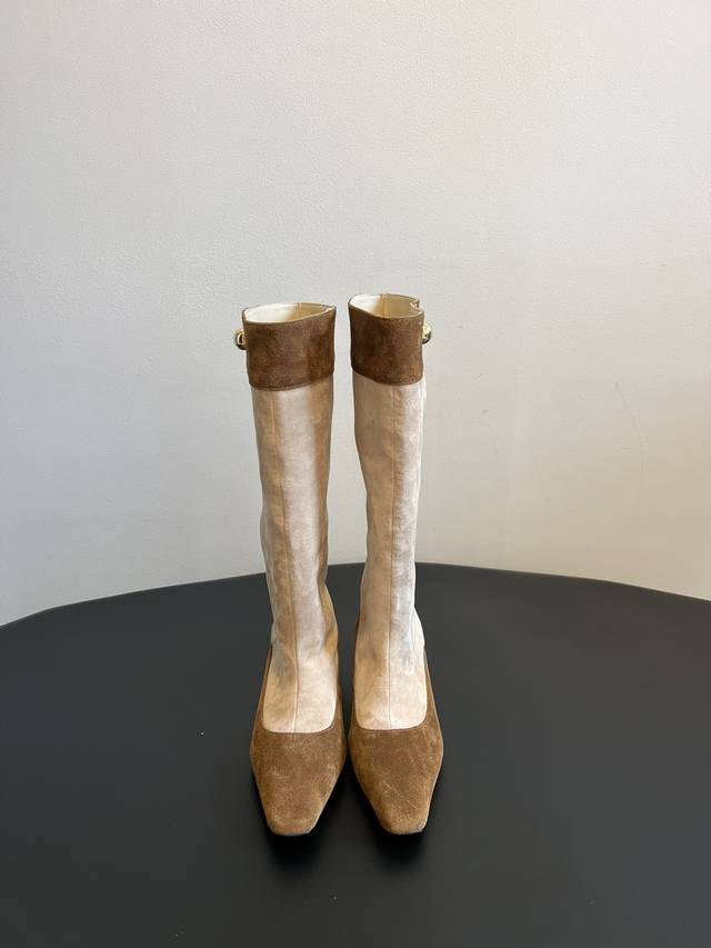 Agent-level Odt*Ss new short-heeled spliced knight boots The autumn and winter s