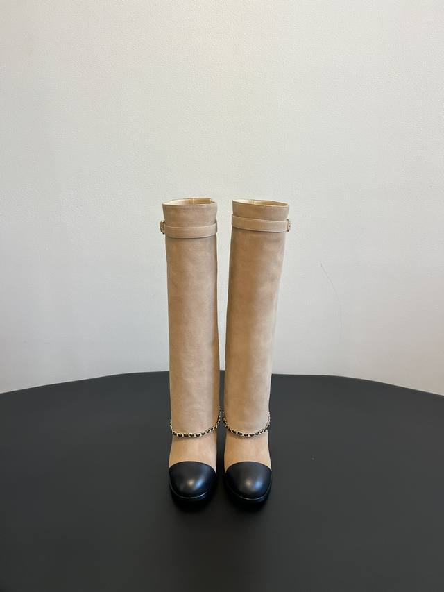 Long boots Short boots 570 Chane* Xiaoxiang top version round toe thick heel tro