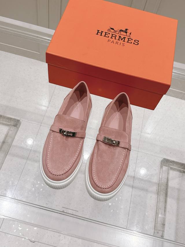 Top version: Women's and Men's Hermes Game series Kelly buckle couple loafers ca