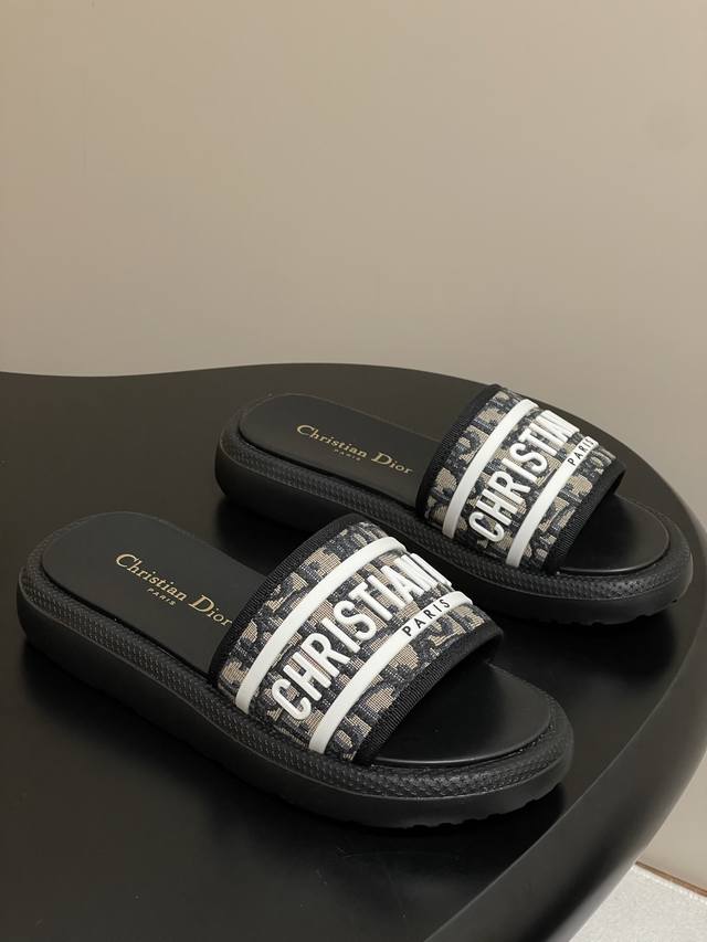 25Ss New early spring Dior Dioriviera Dway cotton sandals, cotton fabric Oblique