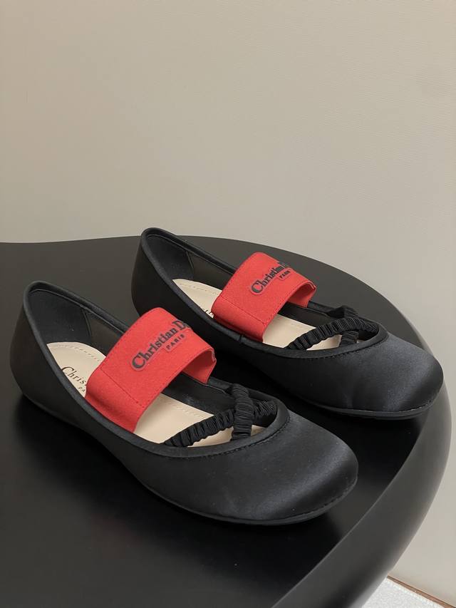 25Ss New Early Spring Dior D-Shade Ballet Shoes Elastic Wrap Cd Letter Web Dance