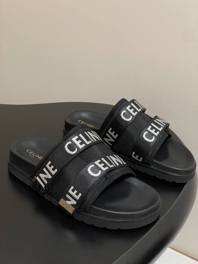 25Ss New summer and spring Celine retro platform slippers with thick sole and lo