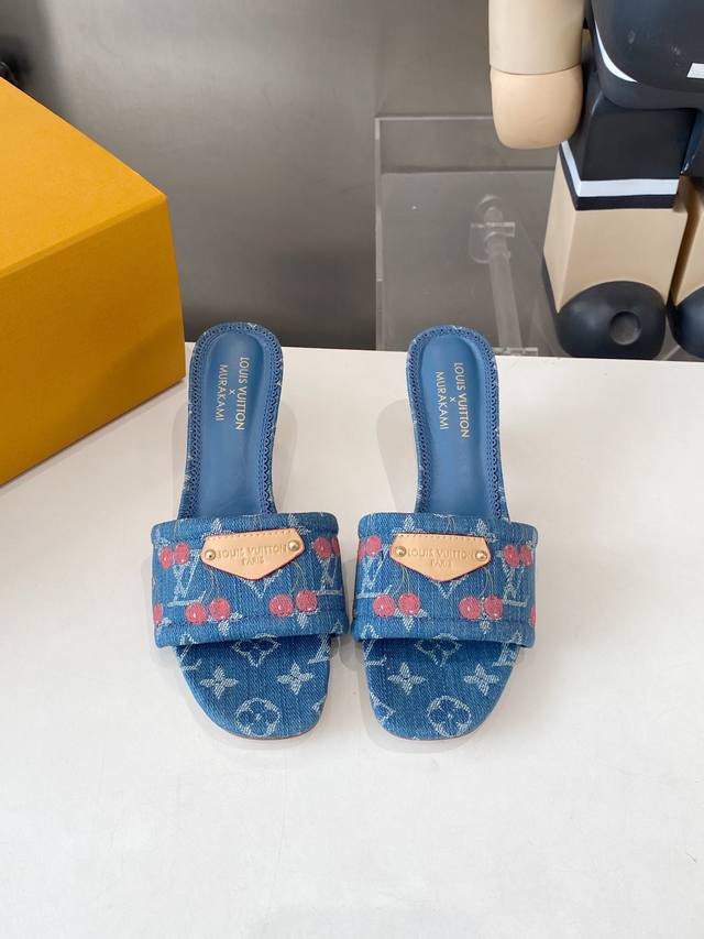 Factory cherry heel 225 Donkey*'s early spring new arrival ~ LV Spring/Summer g