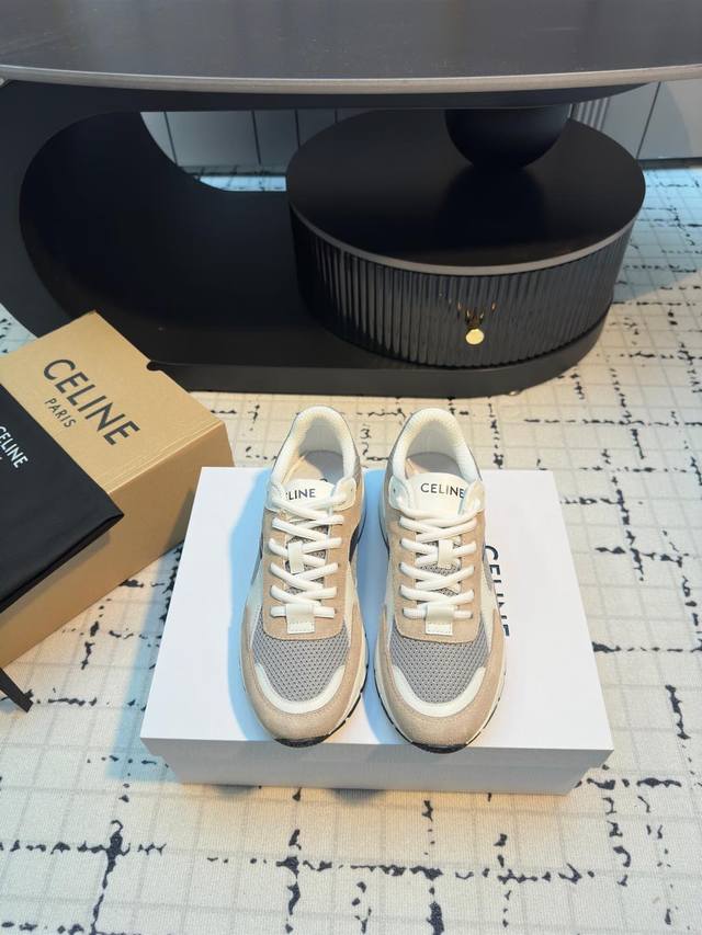 Celine Celine 2025 Spring and Summer new logo lace-up thick-soled casual sneaker