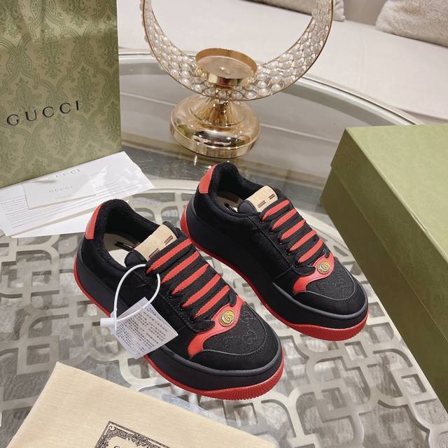 Men's wear +10 Top version Gucci latest chubby thick-soled dirty shoes~~ Couple