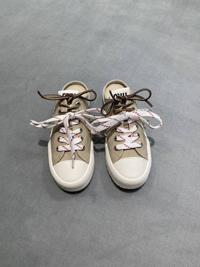 Factory P price Original development Miu Miu 2025 new Miu Miu canvas shoes half