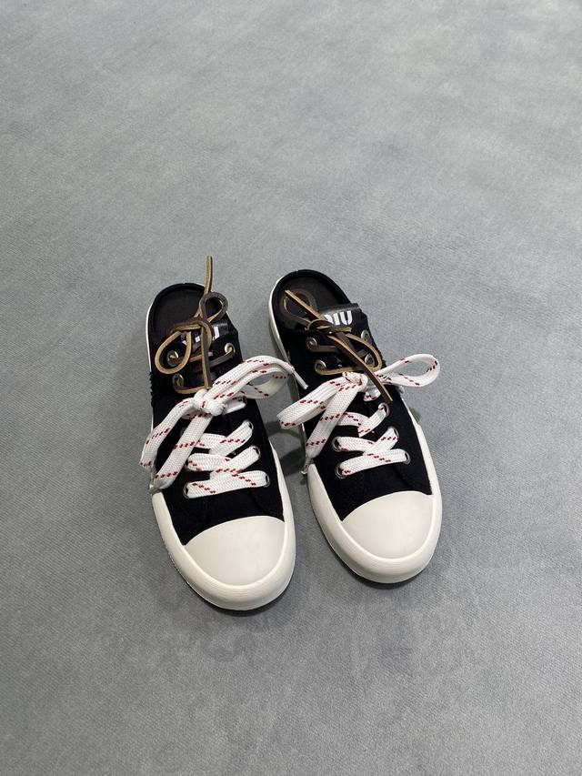 Factory P price Original development Miu Miu 2025 new Miu Miu canvas shoes half