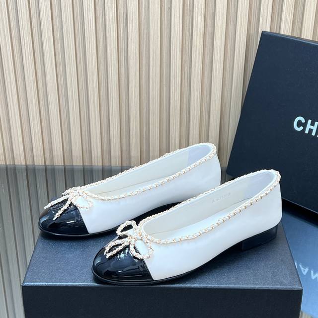 Factory correct high version! : Chanel's classic chain bow ballet flats, Sling-