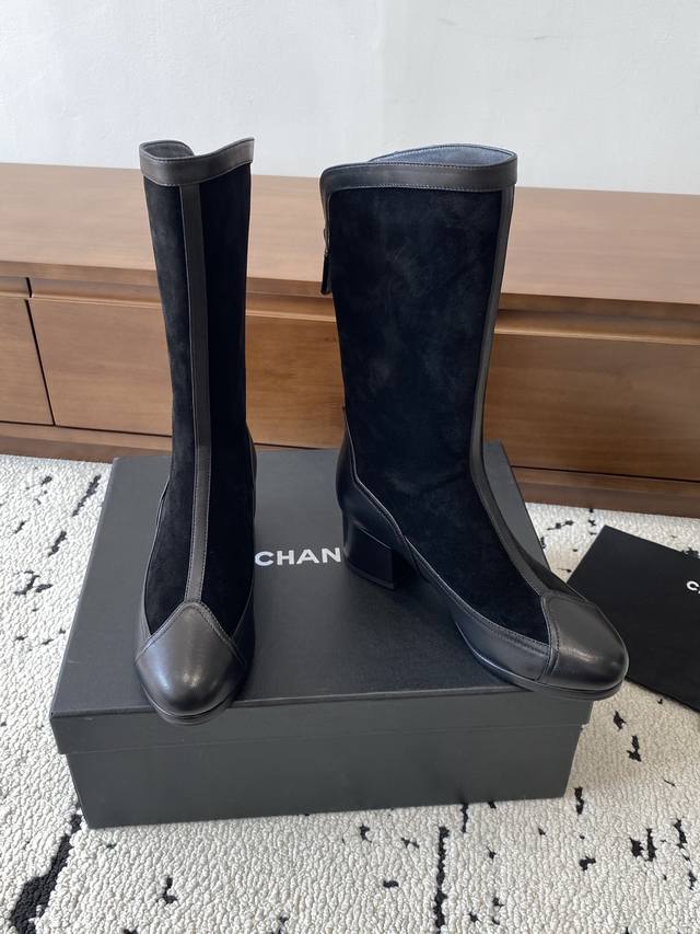 High-top Chanel 2025S autumn and winter series, made of imported cowhide and fe
