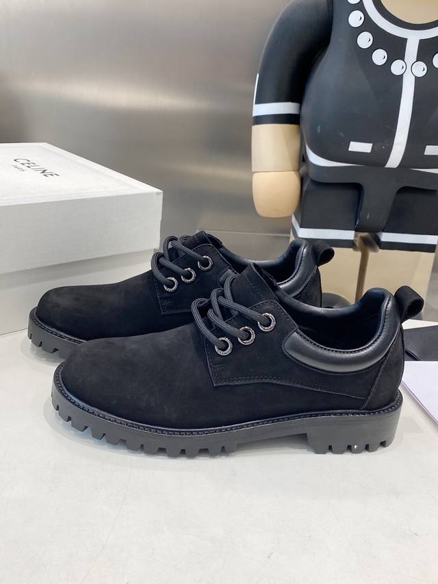 Couple's pair, men's and women's sizes +10 Celine thick ankle boots and loafers