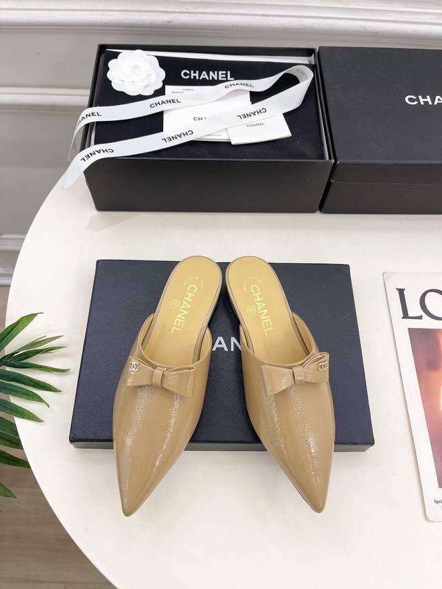 Chanel 25 2025 Spring and Summer New Products Chanel Pointed Toe Bow Half Slipp