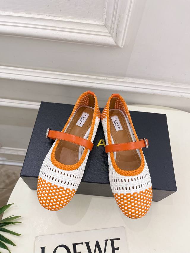 Alaa Alaa 25Ss new spring and summer hollow woven Mary Jane flats As the most po