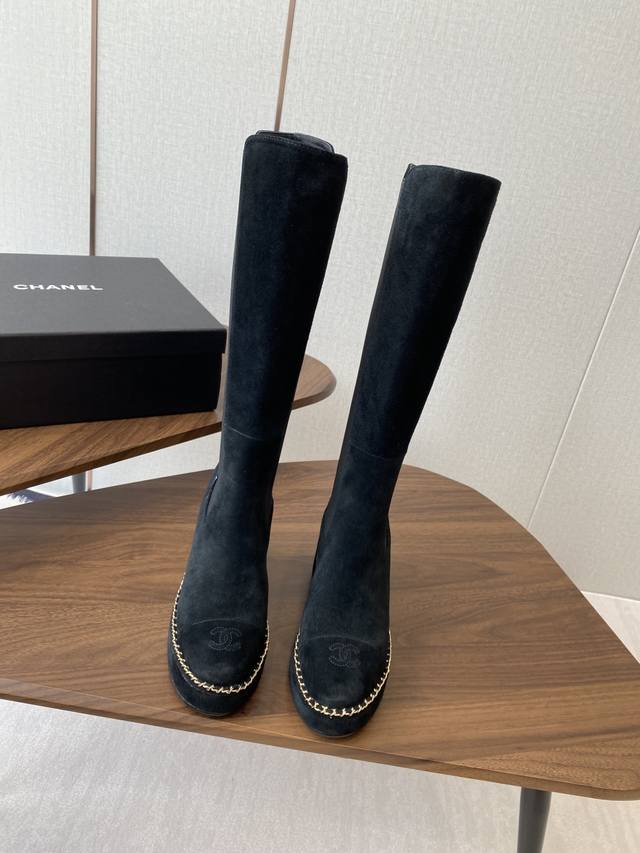 Ankle Boots and Tall Boots Chanel 25Ss New Chain-Stitched Chunky Heel Ankle Boo