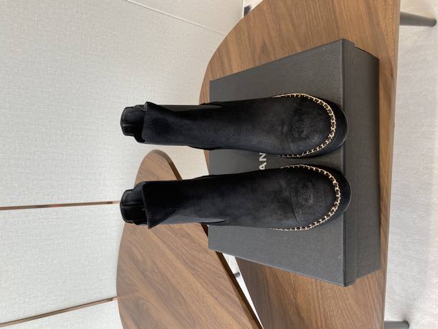 Ankle Boots and Tall Boots Chanel 25Ss New Chain-Stitched Chunky Heel Ankle Boo