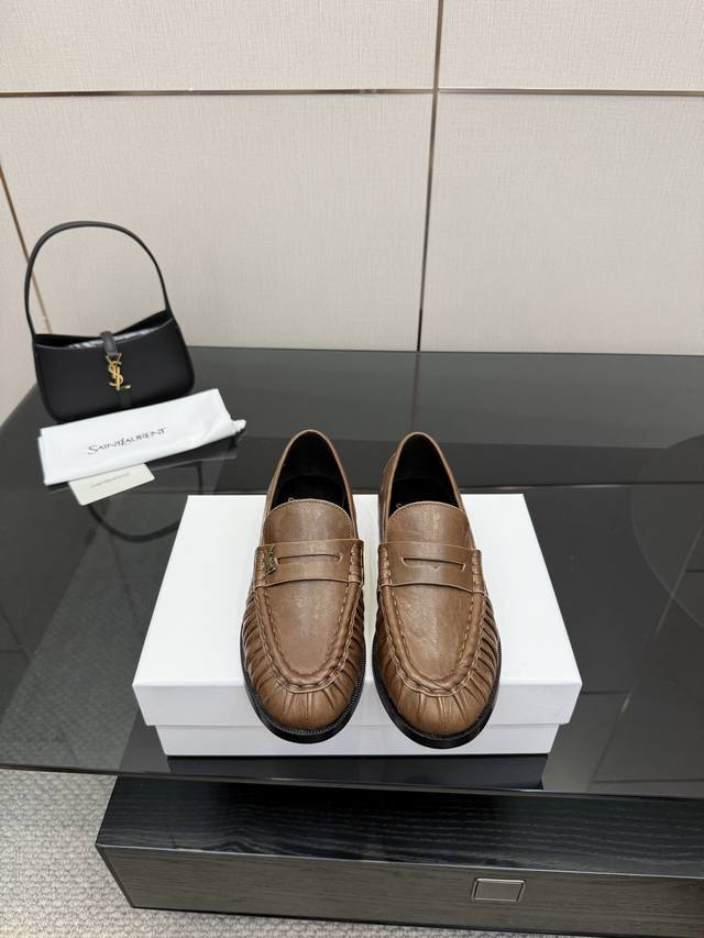 Saint Lauren*Ysl Saint Laurent 25Ss New Arrival Ysl Small Logo Loafers The iconi