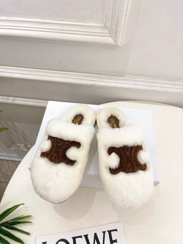 Celine 25 Autumn/Winter 2025 New Arc de Triomphe Flat Furry Slippers Arrive! Bs