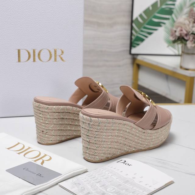 Dior Dway Cd Straw Thick-Sole Wedge Sandals. These Dway platform sandals are sty